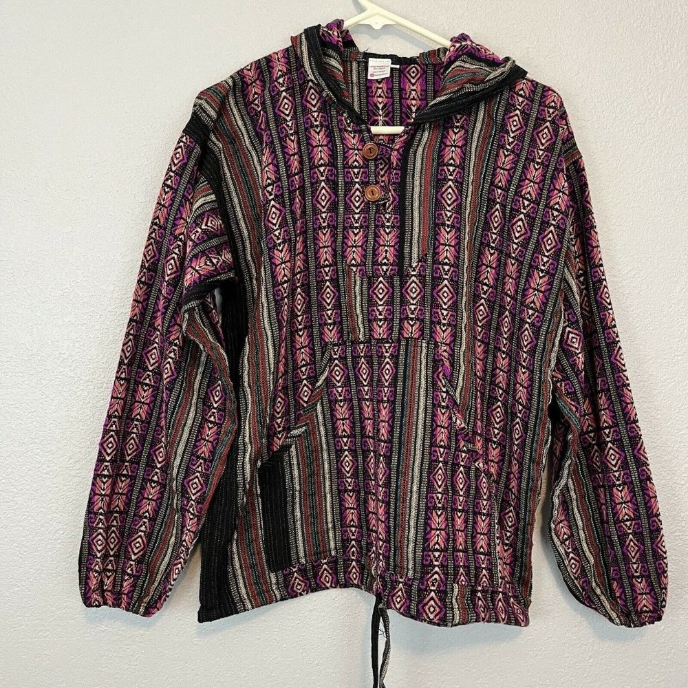 Latin American Boutique Colorful Mexican Baja Pullover Size Medium